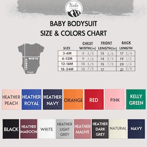 baby bodysuit size and colors chart