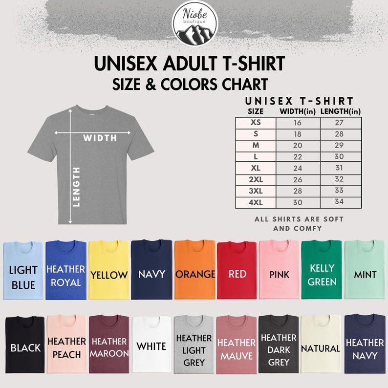 an image of a t - shirt sizes chart