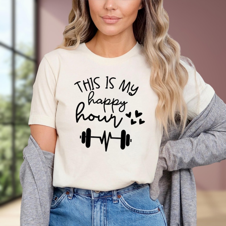 This Is My Happy Hour Shirt, Women Workout Tee, Women Gym Shirt, Fitness Shirt, Workout Gift, Women Gift Tee, Happy Shirt, Gym Clothes bild 1