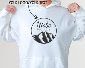Custom Text Hoodie, Retro Sweatshirt, Business Logo