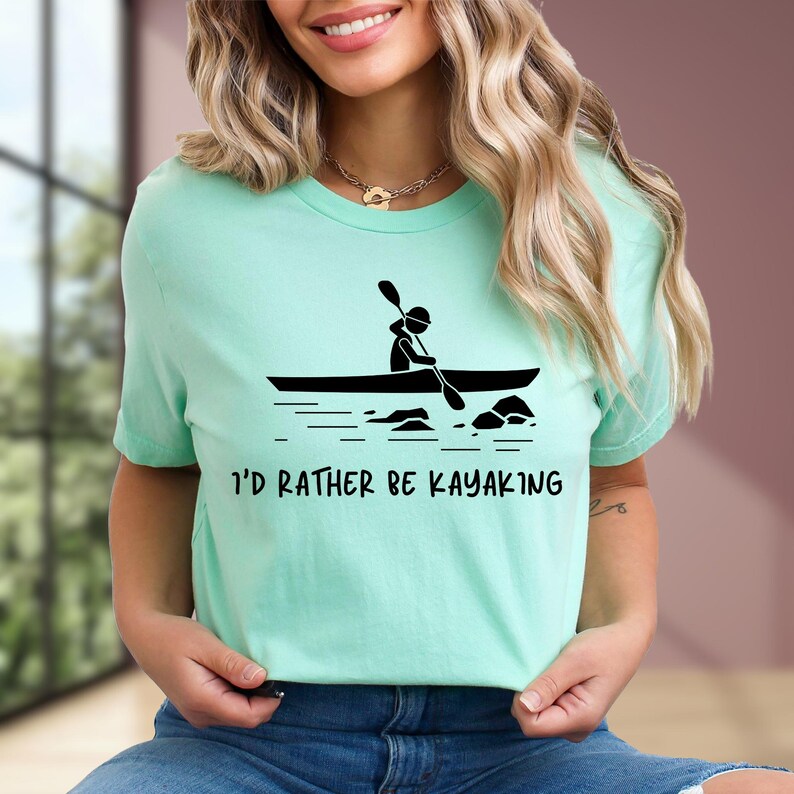 I'd Rather Be Kayaking Shirt - Camping and Paddle Life Tee, Kayak Lover Gift image 2
