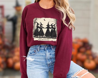 Vintage Halloween Witch Sweatshirt: Funny Retro Spooky Season Hoodie, Girls Will Be Girls Shirt