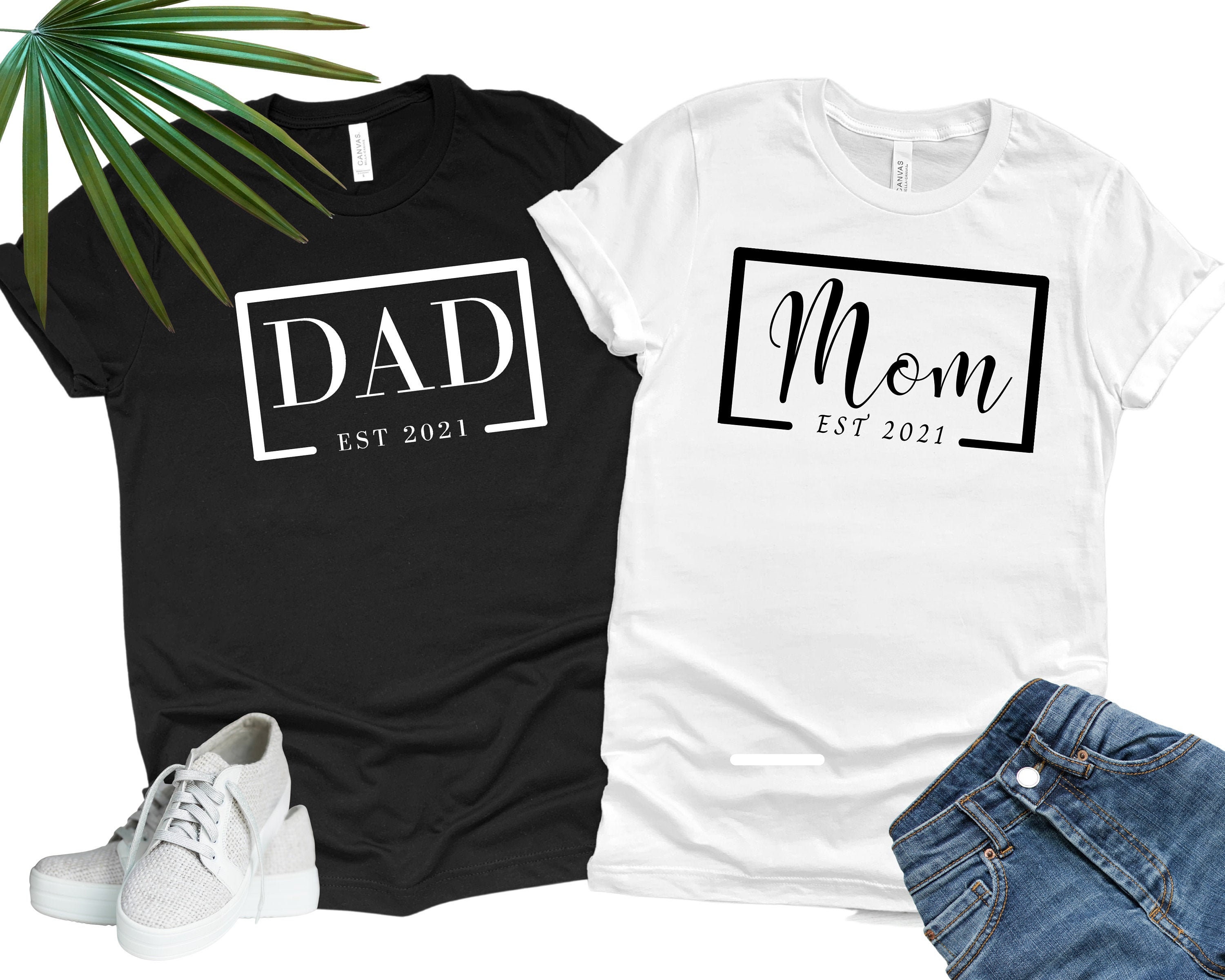 Mom and Dad Est Shirts Mom Gift Dad Gift Baby Announcement Etsy
