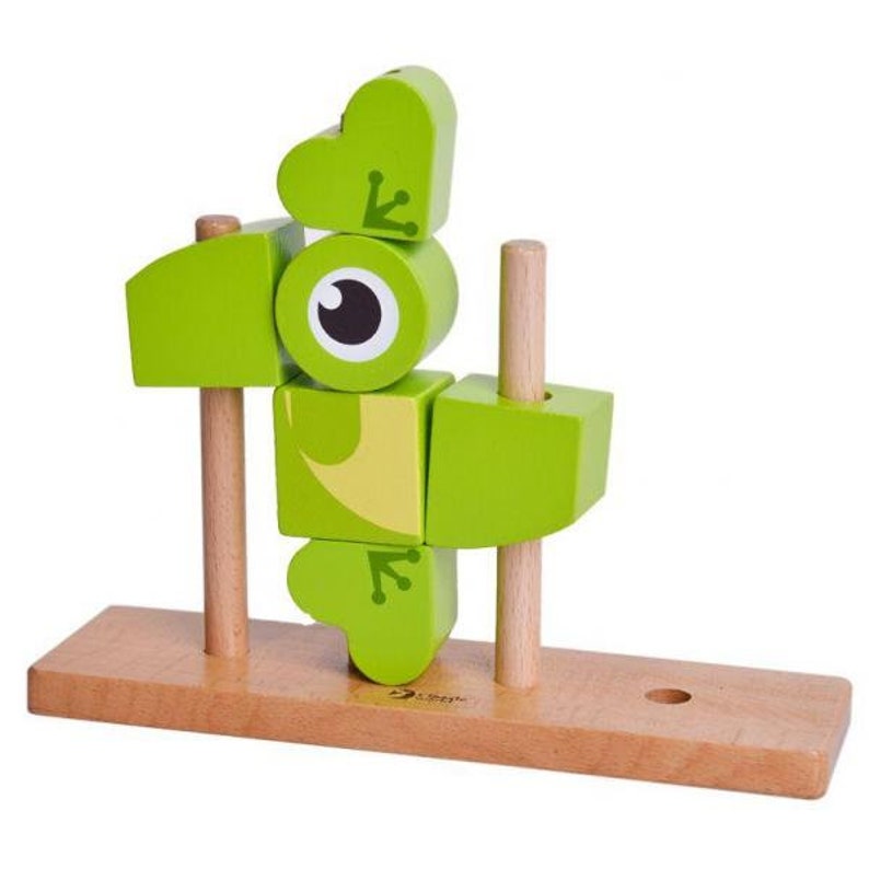 Wooden Puzzle Frog Fox Block Pyramid Educational Toy Eco Toy Preschool Learning Perfect Gift for Child Kid
