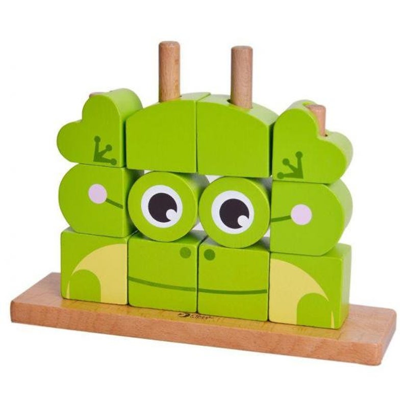 Wooden Puzzle Frog Fox Block Pyramid Educational Toy Eco Toy Preschool Learning Perfect Gift for Child Kid
