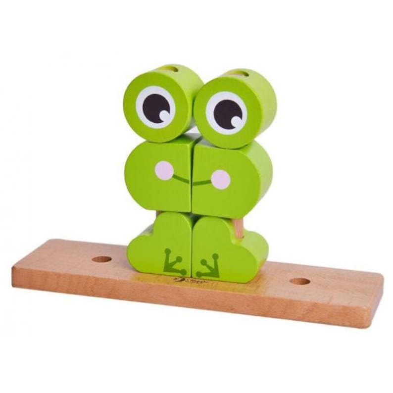 Wooden Puzzle Frog Fox Block Pyramid Educational Toy Eco Toy Preschool Learning Perfect Gift for Child Kid