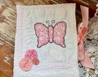 Book/Bible Sleeve, Book Protector, Journal Cover, Vintage Repurposed Quilt, Handmade