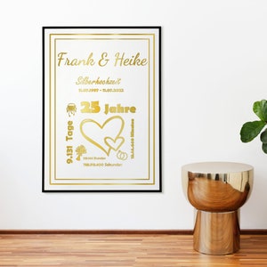 Hochzeitsjubiläum personalisiert | Hochzeit | Poster auf DIN A4 | Wandbild | Kunstdruck | personalisiertes Geschenk