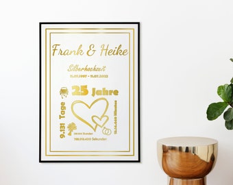 Hochzeitsjubiläum personalisiert | Hochzeit | Poster auf DIN A4 | Wandbild | Kunstdruck | personalisiertes Geschenk