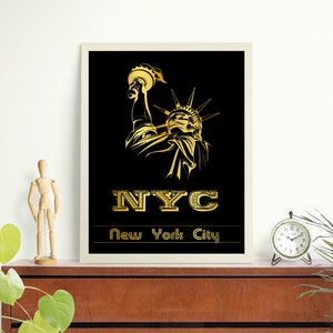 New York | New York Poster | Manhattan | Wandbild | Dekoration | DIN A4 | Freiheitsstatue | Kunstdruck