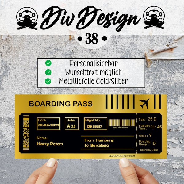 Boarding Pass personalisiert | Urlaubsticket | Ticket | Reise | Bordkarte | Flugzeug | Urlaubsreise | Kunstdruck | personalisiertes Geschenk