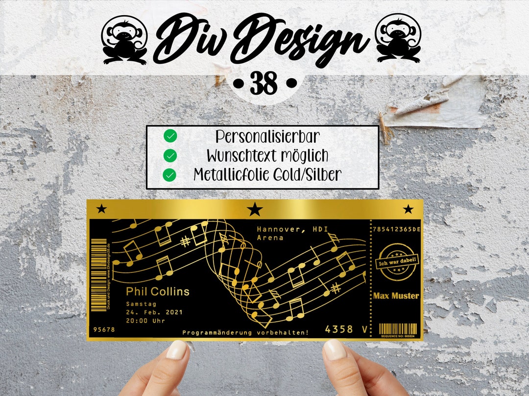 Konzertticket personalisiert Eintrittskarte Ticket Event Konzert Musical Konzertkarte Verpackung