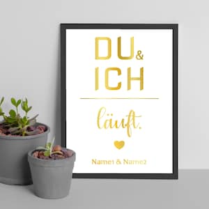Du und Ich | Liebe personalisiert mit Namen und Datum | Wunschnamen personalisiert | Poster | DIN A4 | Foliendruck | Geschenk | Jahrestag