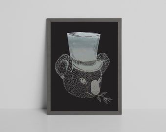 Koala mit Hut | Poster auf DIN A4 | Wandbild | Kunstdruck |Foliendruck