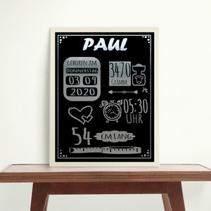 Geburtstafel personalisiert | Geschenk zur Geburt | Geburtsdatenposter | Geburtsposter | Poster DIN A4 | Druck | Kinderzimmer | Geschenk