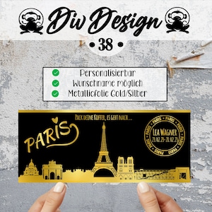 Personalisierter Reisegutschein für Paris - Individuelles Ticket in die Stadt der Liebe