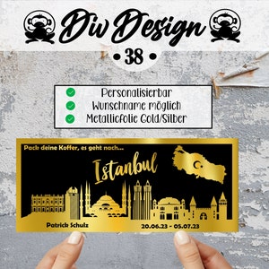 Reisegutschein Istanbul personalisiert | Wochenendtrip Türkei | Gutschein Reisen | Urlaubsreise | personalisiertes Geschenk