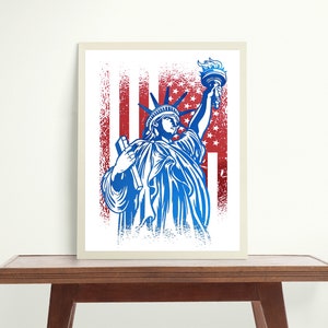 New York Poster | Freiheitsstatue Poster | Lady Liberty Bild | Manhattan | USA Wandbild | Dekoration | DIN A4 | Freiheitsstatue | Kunstdruck