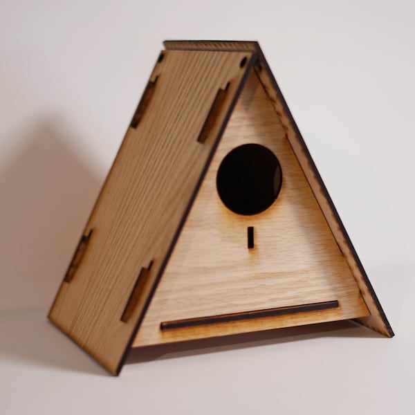 birdhouse, diy kit, unique birdhouse, pyramid birdhouse, triangle, springtime, spring project,