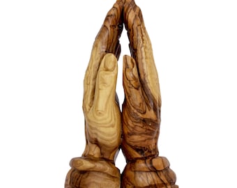 Olive Wood Carved Praying Hands | Religious home decor | Medium praying hands sculpture realistic | Catholic holy land gift Bethlehem 5.9"