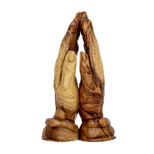 Olive Wood Carved Praying Hands | Religious home decor | Medium praying hands sculpture realistic | Catholic holy land gift Bethlehem 5.9"