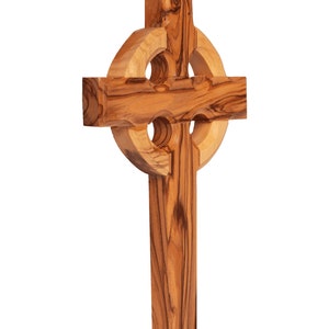 Carved celtic irish wall cross bible olive wood handmade from holy land jesus jerusalem blessed christian souvenir gift decor ornament 6&quot;