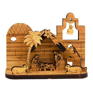 Authentic Olive wood nativity Christmas nativity wood Authentic olive wooden nativity scene Bethlehem 3.5&quot; х 2.8&quot;