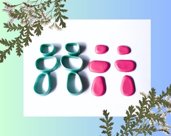 Organic Style D- 3 in 1 Earring Shape Polymer Clay Cutters