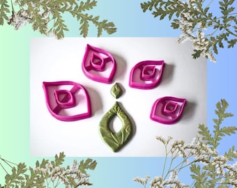 Teardrop Wide Bottom Oval with Center Shape Polymer Clay Cutters