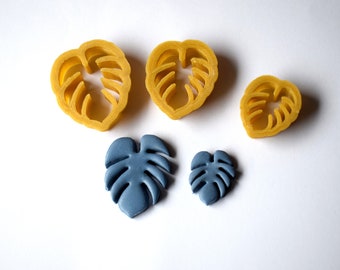 Set of 3 Monstera Leaf Shape Polymer Clay Cutters