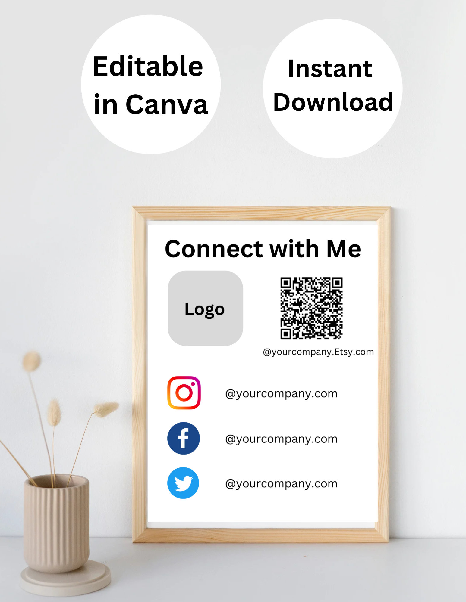 Editable "connect With Me" Canva Template, Printable and Available for ...