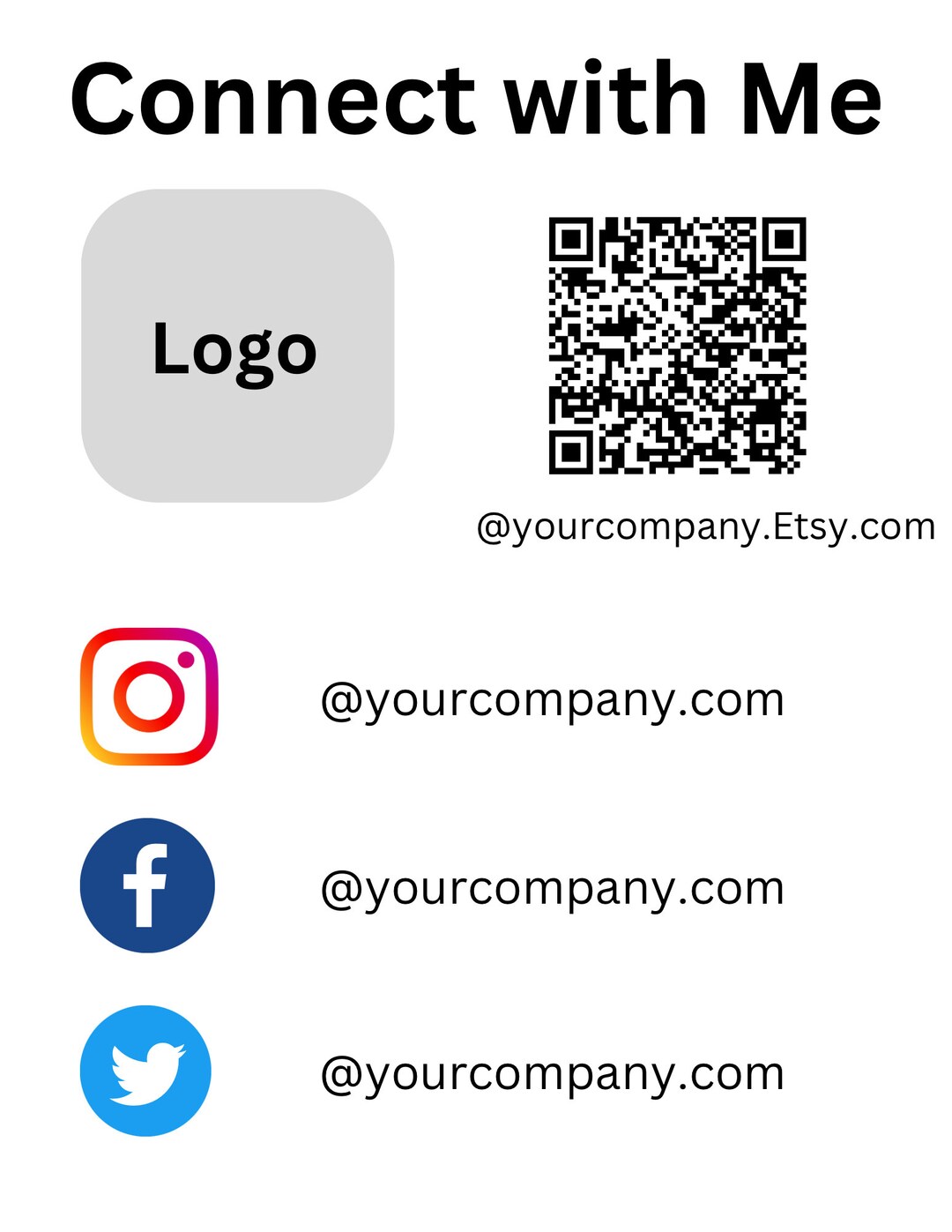 Editable "connect With Me" Canva Template, Printable and Available for ...