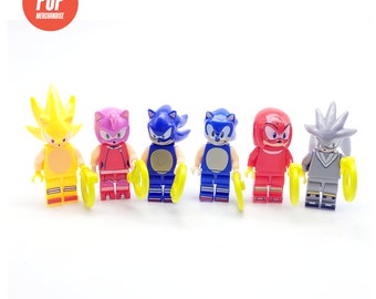 Set of 6 Sonic the Hedgehog, Amy Rose,  Knuckles, Metal Sonic and Gold Sonic figures