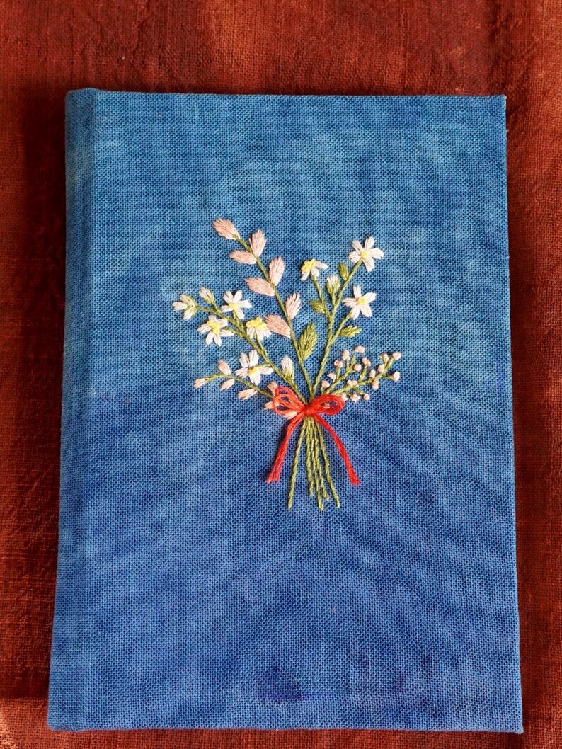 Handmade Embroidered Notebook A5, Flower Notebook Gift Journal