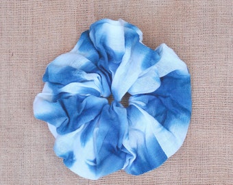 Indigo Dyed Cotton Scrunchie, Soft Hair Tie