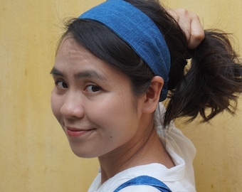 Indigo Dyed Handwoven Cotton Headband - Handmade Hair Accessory