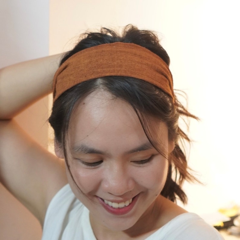 Natural Cotton Brown Yam Root Dyed Headband - Handcrafted Natural Dye Head wrap Accessories