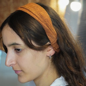 Natural Cotton Linen Brown Yam Root Dyed Headband - Handcrafted Natural Dye Headwrap Accessories for All Hair Types, Multi-Use Hair band