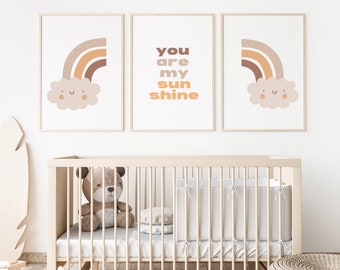 Stampe Boho Nursery Sunshine, Tu sei il mio sole, arredamento vivaio Boho, arte murale solare, stampe arcobaleno, arte vivaio retrò, arte murale vivaio