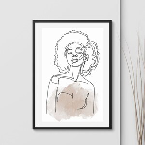 African American Art Black Woman Drawing Modern Line Drawing One Line Drawing Abstract Sketch Female Line Art Black Woman Art