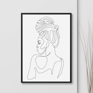 African American Art Black Woman Drawing Modern Line Drawing One Line Drawing Abstract Sketch Female Line Art Black Woman Art