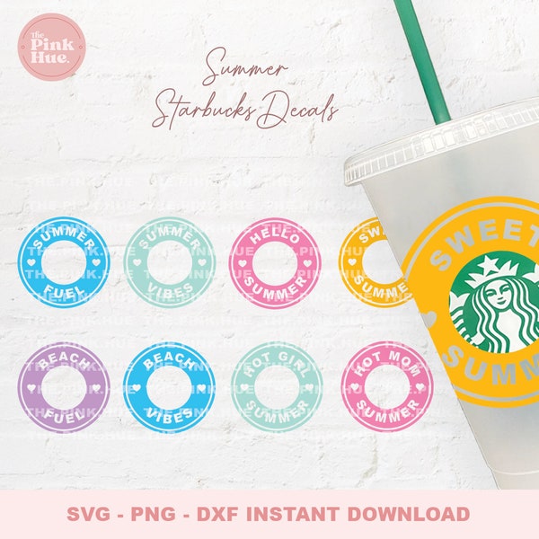 8 Summer Vibes Ring Bundle SVG Files For Starbucks Cup | Starbucks Venti Cold Cup Wrap | 24oz Cup Wrap | Hello Summer Bundle | Cricut Bundle