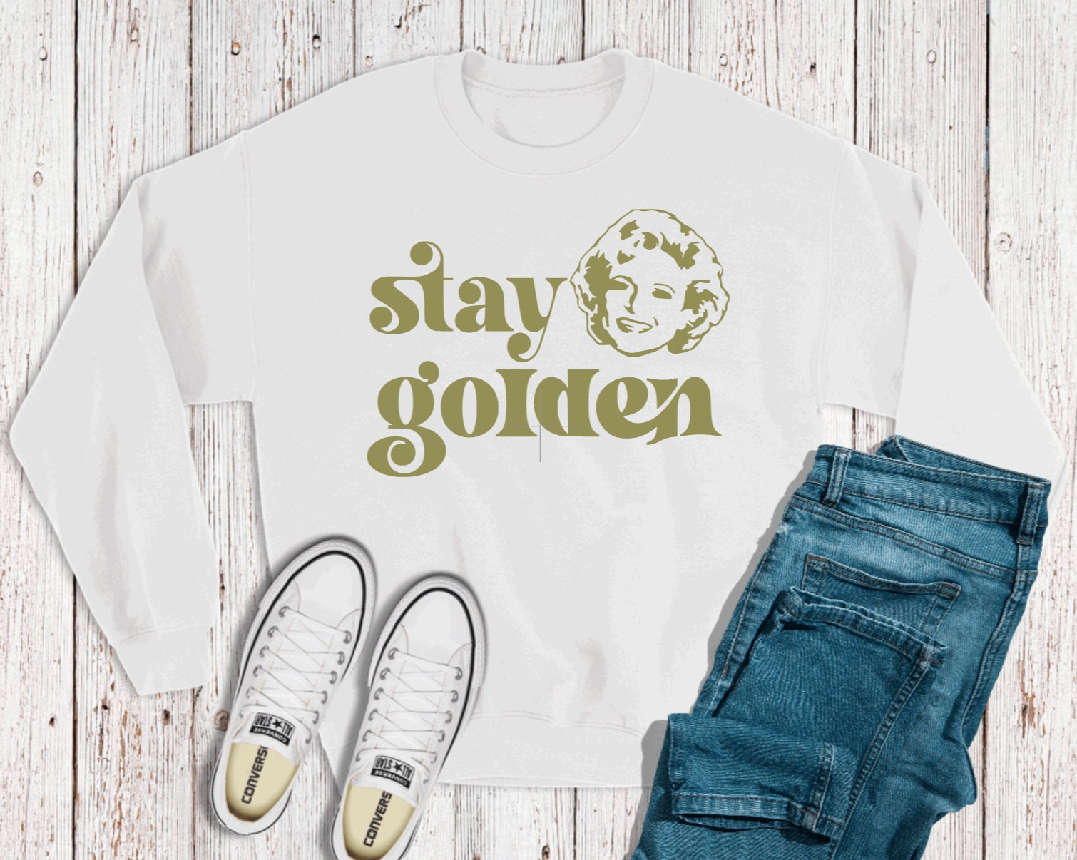 Discover Stay Golden Betty White Crewneck Sweatshirt / Stay Golden Crewneck Sweatshirt / Crewneck Pullover Sweater / Stay Golden Valentine's Day