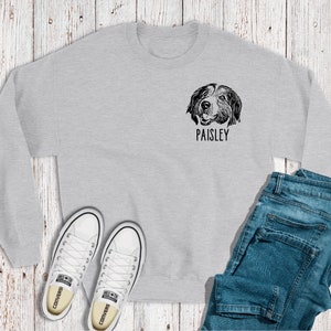 Custom Dog Sweatshirt | 1 Dog or Cat Face Outline Sweatshirt | Personalized Dog Sweatshirt | Personalized Pet portrait Crewneck Sweatshirt