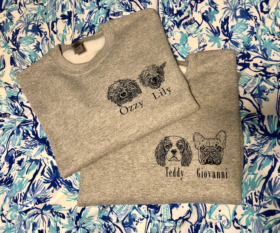 Personalized Pet Sweatshirt 2 dogs or 2 cats Custom Dog Etsy