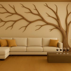 Sofa Tree Wall Art | Wooden Branch Wall Sculpture Above Couch | Nature-Inspired Living Room Decor