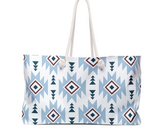 Aztec Weekender Tote Bag – Oversized Tribal Travel Carryall