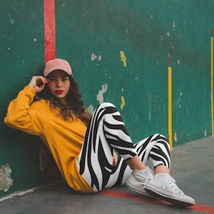 High Waisted Yoga Leggings: Zebra Print Rave Wear