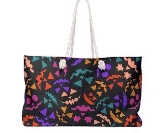 Abstract Geometric Pattern Weekender Bag | Spooky Faces Tote