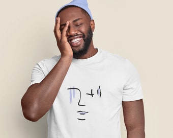 Abstract Face Drawing Tee, Comfort Colors Heavyweight Cotton Unisex T-Shirt